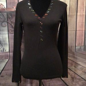 Yuka medium black jeweled sweater